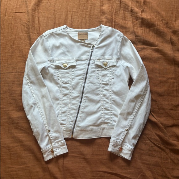 True Religion Dusty Bike White Jacket - Asymmetrical Zipper Denim Jacket - Med - Picture 6 of 15
